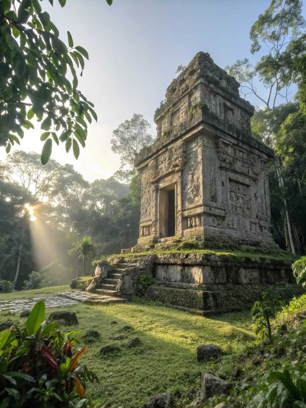 A captivating photograph of the Gede Ruins, an ancient Swahili settlement, with its well-preserved walls, intricate carvings, and lush forest surroundings, evoking a sense of historical mystery.